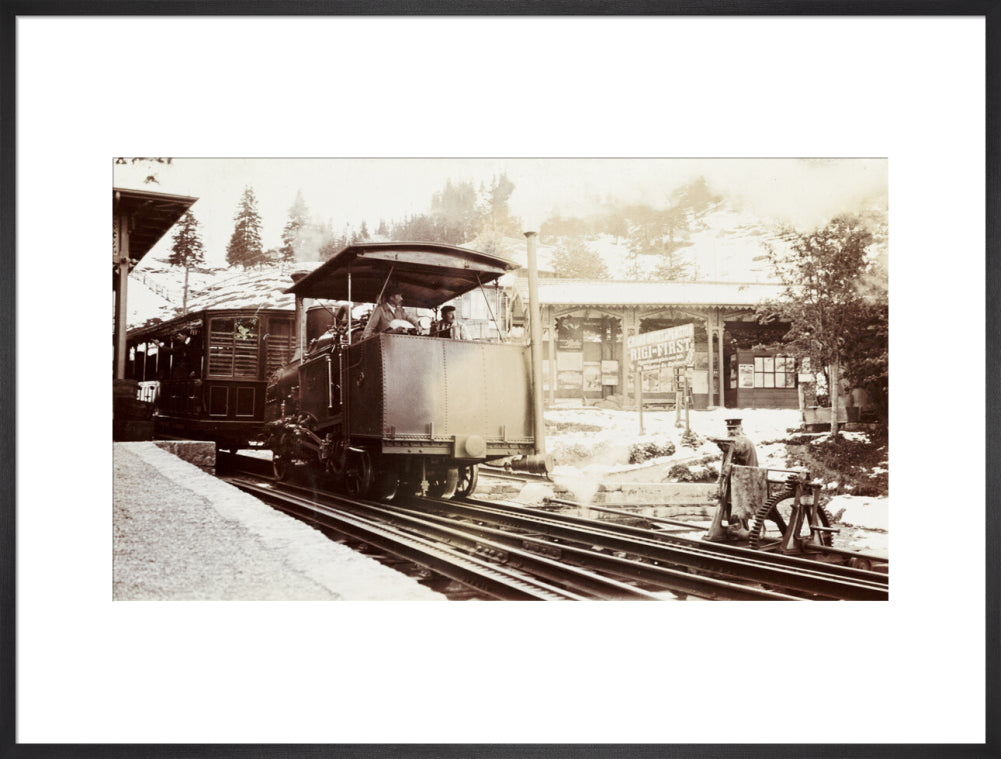 Funicular train at Rigi-First station, Switzerland, about 1912 art print extra large black Art Print - Science Museum Shop