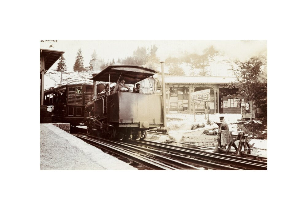 Funicular train at Rigi-First station, Switzerland, about 1912 unstretched canvas small none Art Print - Science Museum Shop