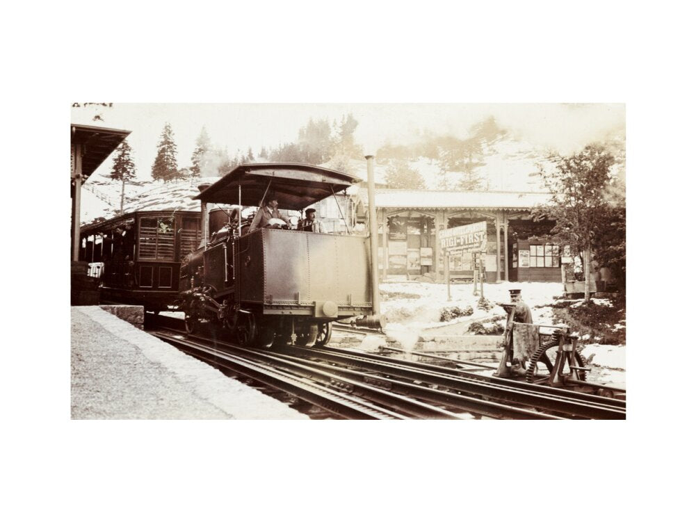 Funicular train at Rigi-First station, Switzerland, about 1912 art print medium none Art Print - Science Museum Shop