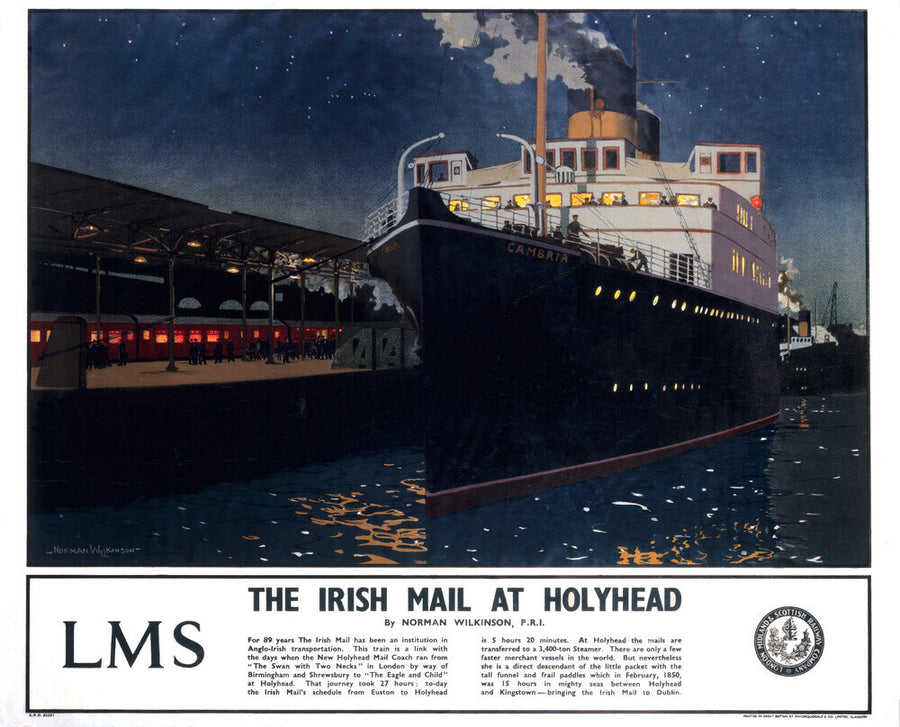 'The Irish Mail at Holyhead', c 1925. Art Print - Science Museum Shop