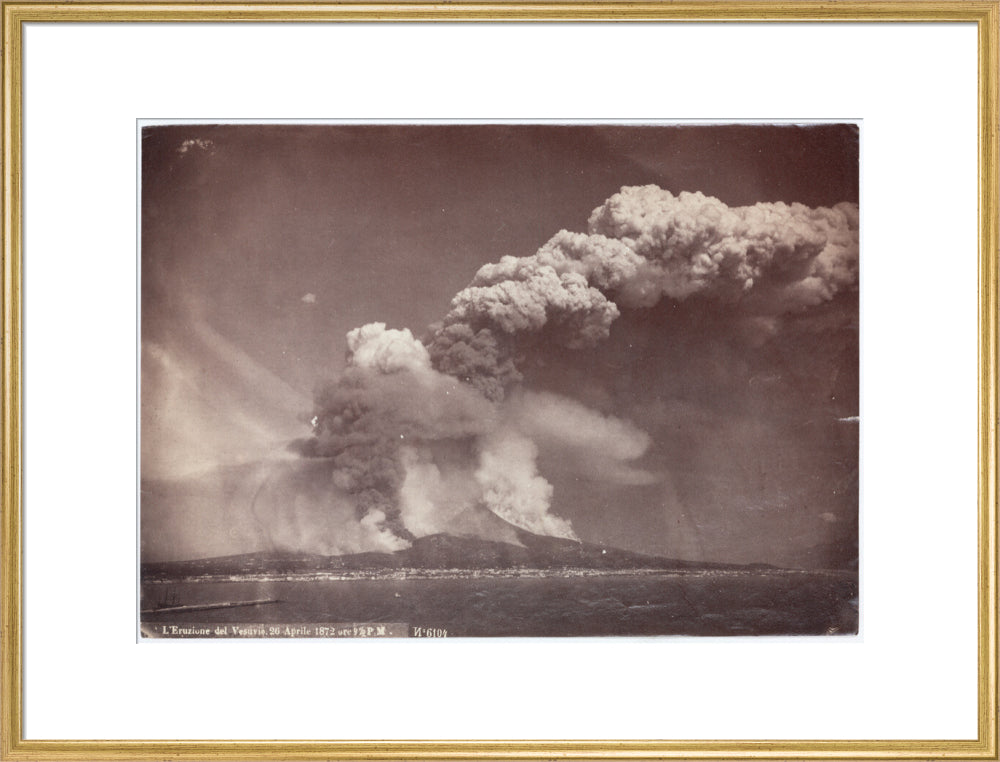Eruption of Vesuvius, Italy, 4.30 pm, 26 April, 1872. art print extra large gold Art Print - Science Museum Shop
