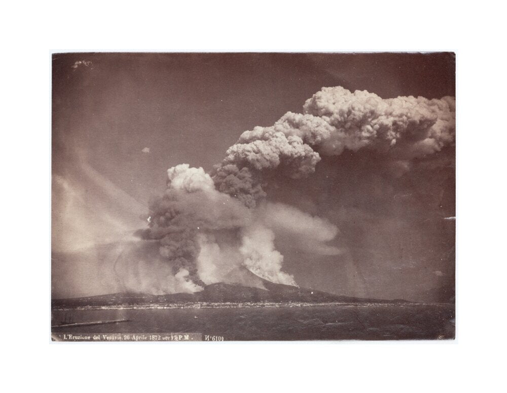 Eruption of Vesuvius, Italy, 4.30 pm, 26 April, 1872. unstretched canvas medium none Art Print - Science Museum Shop
