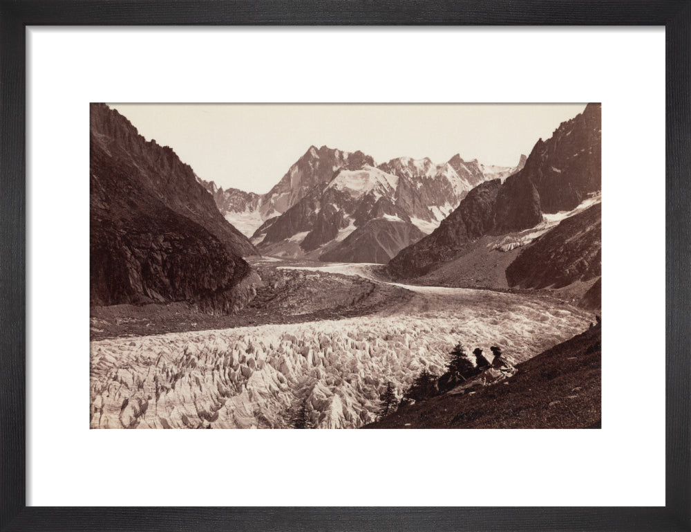 Walkers resting beside a glacier, French Alps, c 1870s. art print small black Art Print - Science Museum Shop