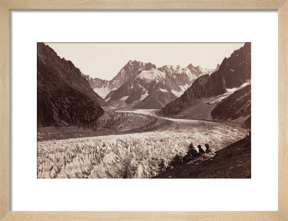 Walkers resting beside a glacier, French Alps, c 1870s. art print small natural Art Print - Science Museum Shop