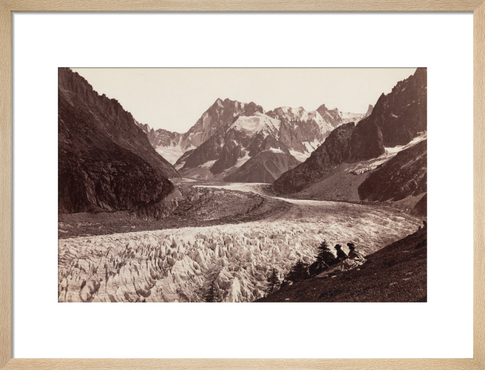 Walkers resting beside a glacier, French Alps, c 1870s. art print medium natural Art Print - Science Museum Shop