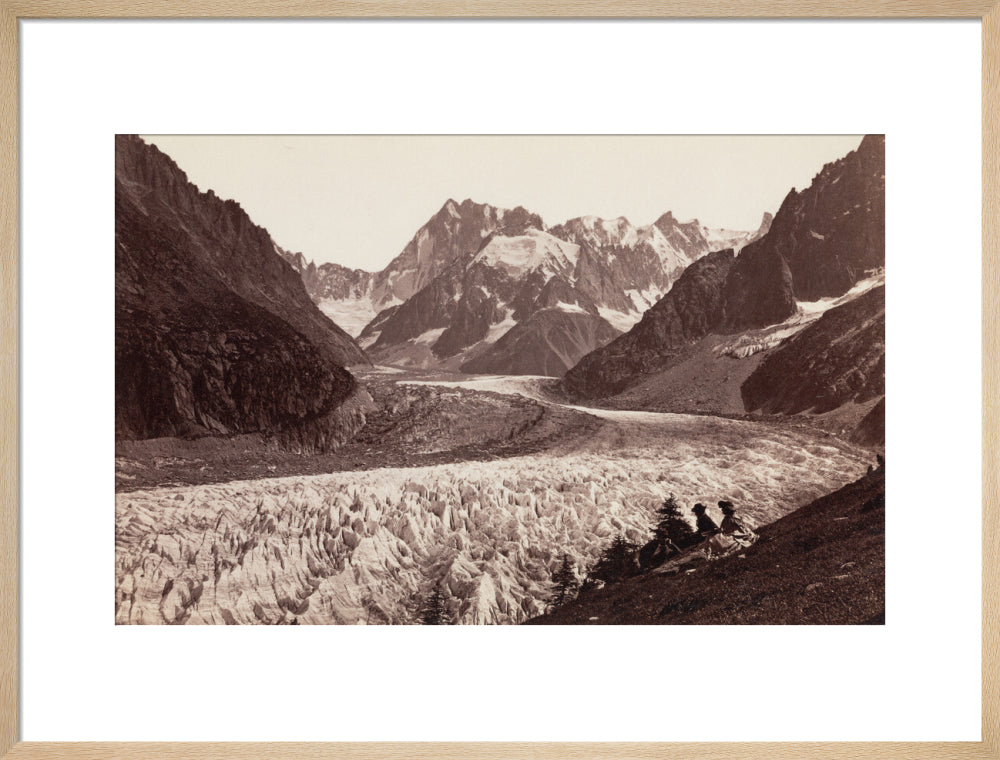 Walkers resting beside a glacier, French Alps, c 1870s. art print large natural Art Print - Science Museum Shop