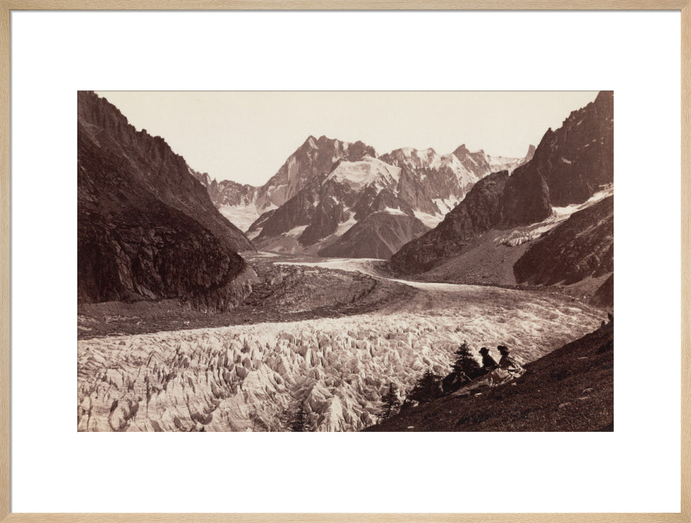 Walkers resting beside a glacier, French Alps, c 1870s. art print extra large natural Art Print - Science Museum Shop