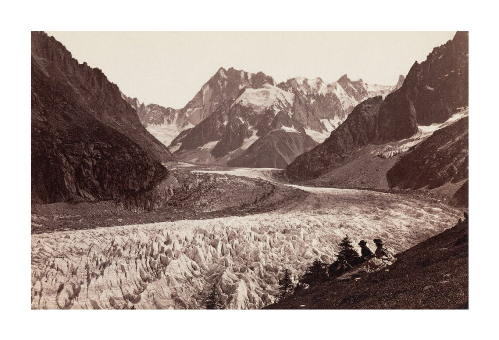 Walkers resting beside a glacier, French Alps, c 1870s. unstretched canvas extra large none Art Print - Science Museum Shop