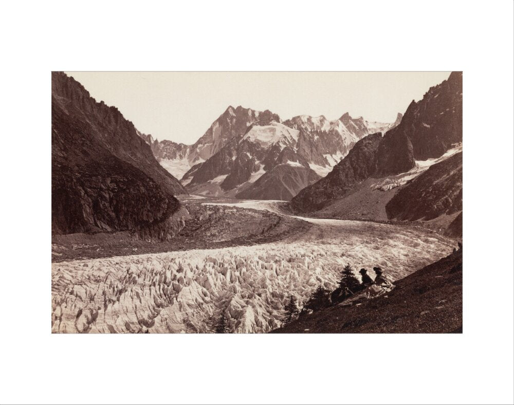 Walkers resting beside a glacier, French Alps, c 1870s. art print extra small none Art Print - Science Museum Shop