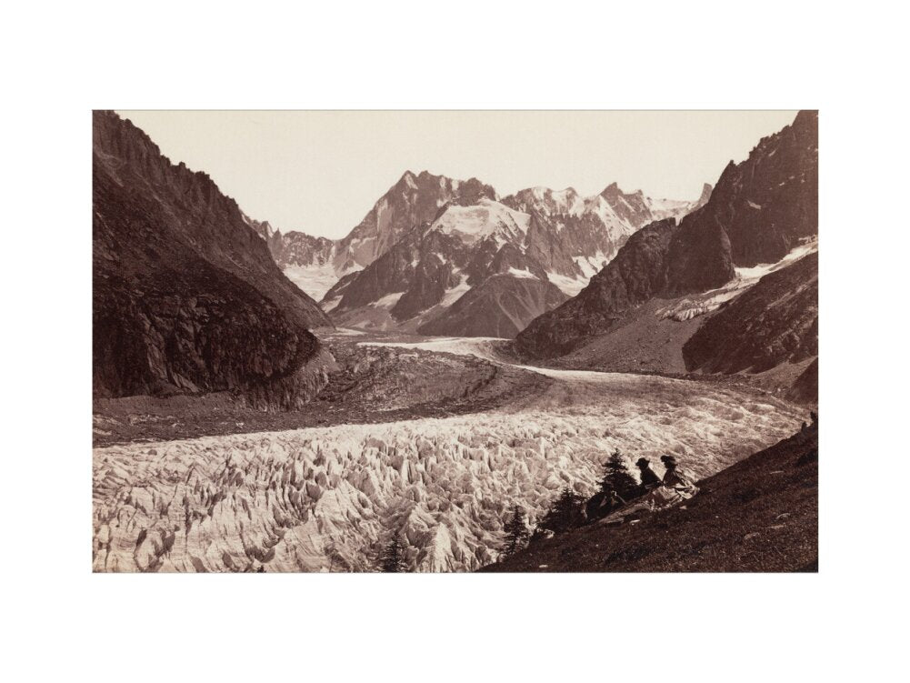 Walkers resting beside a glacier, French Alps, c 1870s. art print medium none Art Print - Science Museum Shop