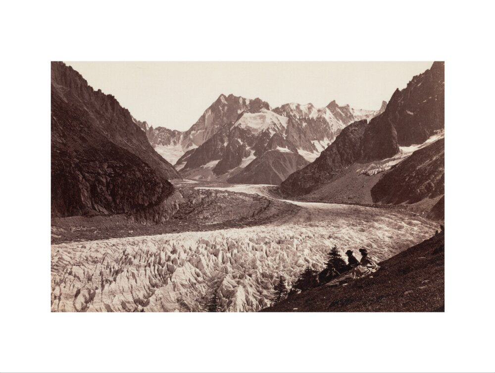 Walkers resting beside a glacier, French Alps, c 1870s. art print large none Art Print - Science Museum Shop