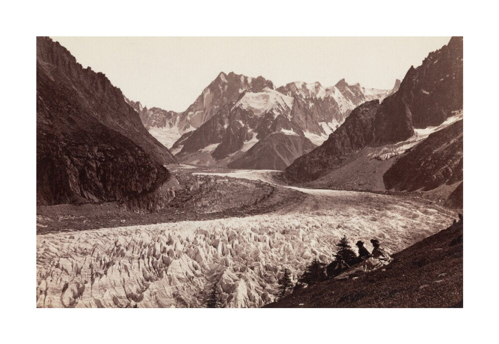 Walkers resting beside a glacier, French Alps, c 1870s. unstretched canvas large none Art Print - Science Museum Shop