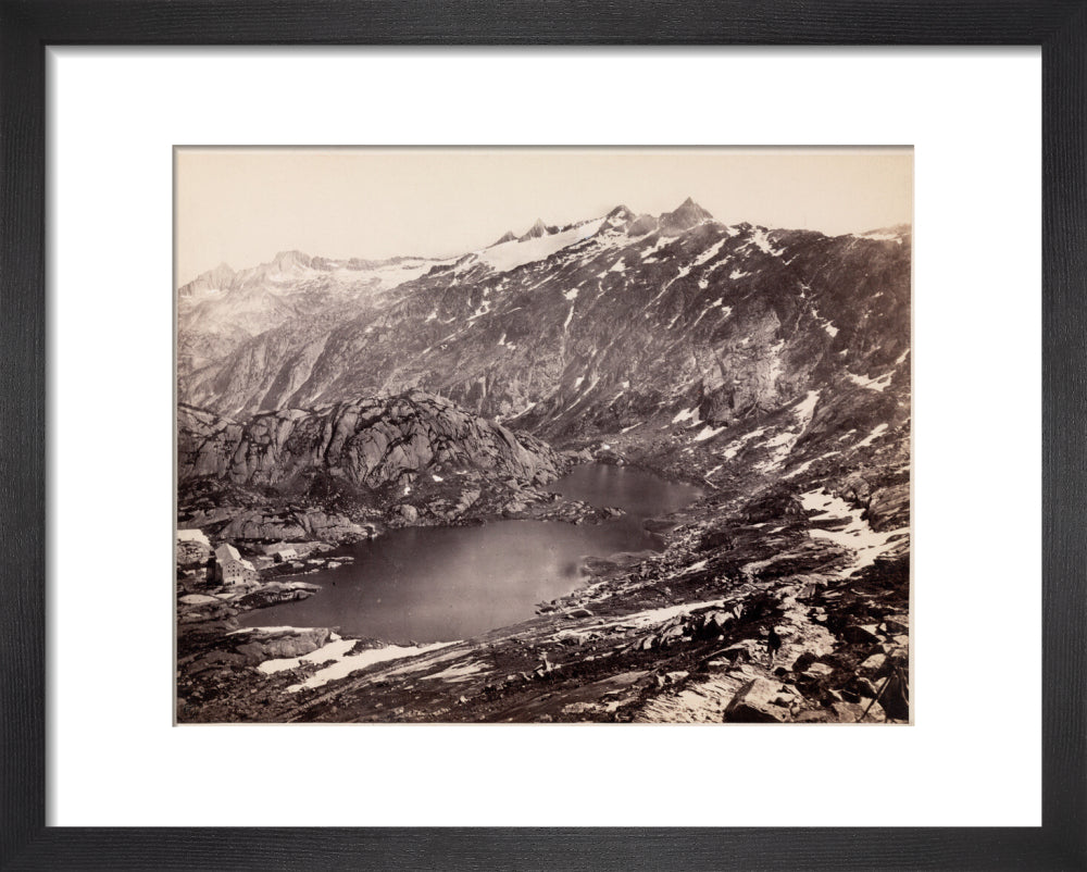 The Lake and Hospice on the Grimsel Pass, Switzerland, c 1850-1900. art print extra small black Art Print - Science Museum Shop