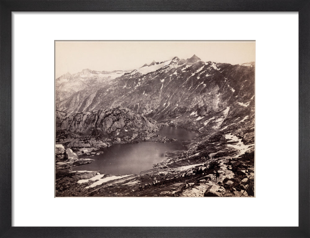 The Lake and Hospice on the Grimsel Pass, Switzerland, c 1850-1900. art print small black Art Print - Science Museum Shop