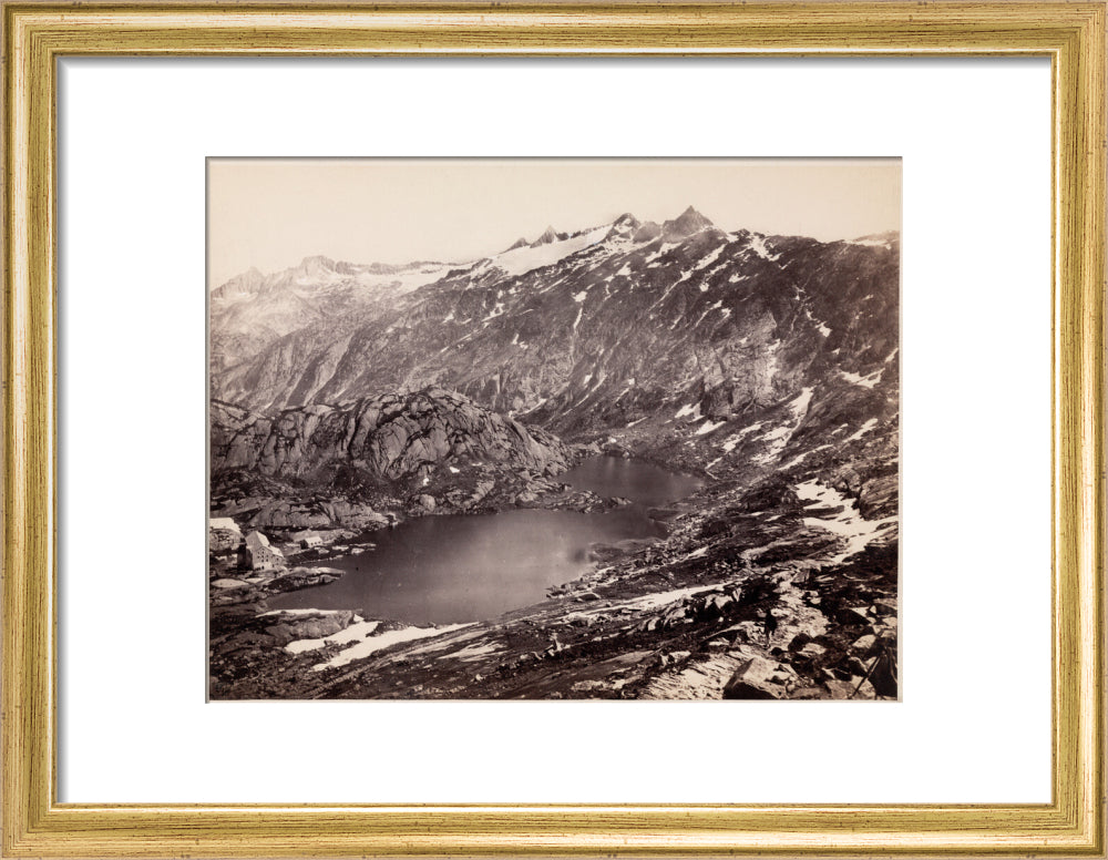 The Lake and Hospice on the Grimsel Pass, Switzerland, c 1850-1900. art print small gold Art Print - Science Museum Shop