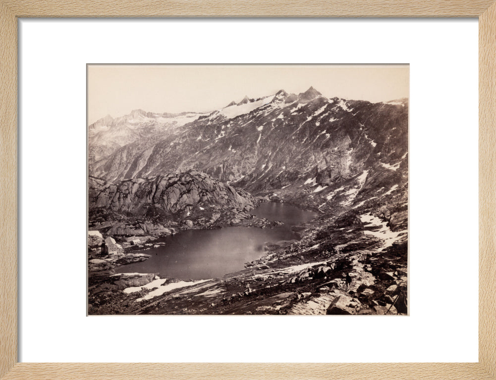 The Lake and Hospice on the Grimsel Pass, Switzerland, c 1850-1900. art print small natural Art Print - Science Museum Shop