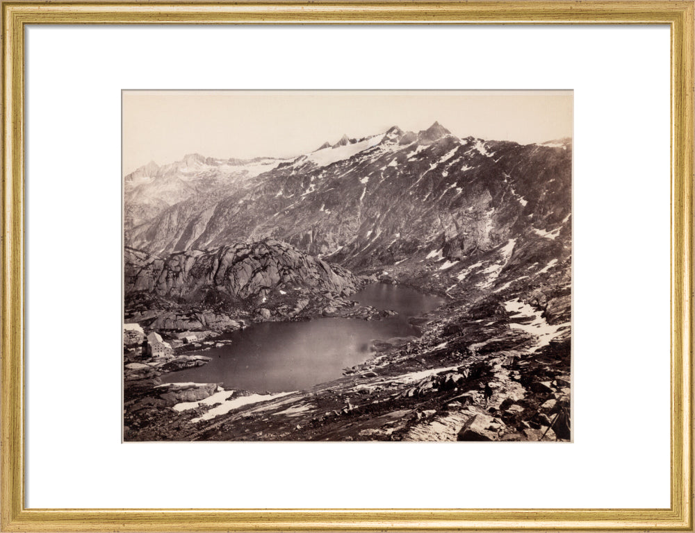 The Lake and Hospice on the Grimsel Pass, Switzerland, c 1850-1900. art print medium gold Art Print - Science Museum Shop
