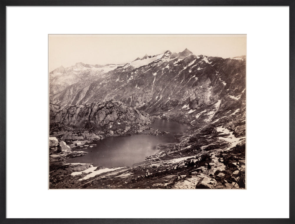 The Lake and Hospice on the Grimsel Pass, Switzerland, c 1850-1900. art print large black Art Print - Science Museum Shop