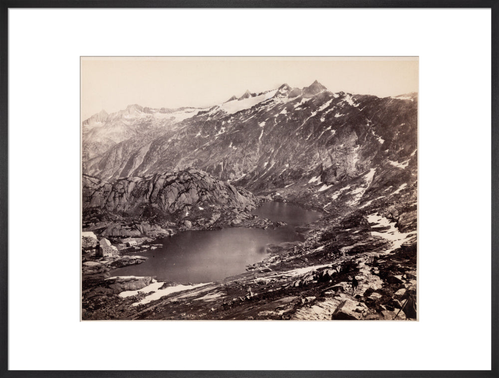 The Lake and Hospice on the Grimsel Pass, Switzerland, c 1850-1900. art print extra large black Art Print - Science Museum Shop
