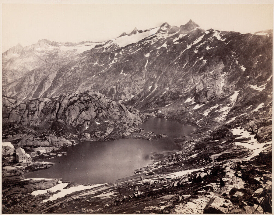 The Lake and Hospice on the Grimsel Pass, Switzerland, c 1850-1900. Art Print - Science Museum Shop