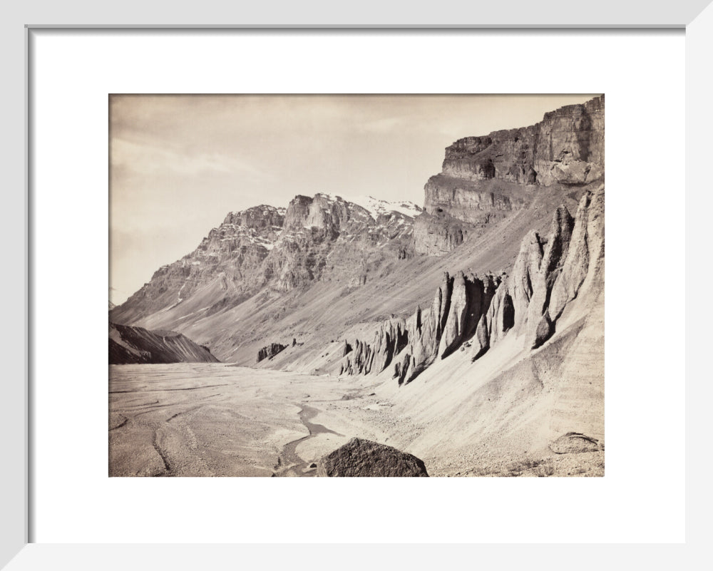 Unusual rock formations on the Spiti riverbed, India, c 1850-1900. art print extra small white Art Print - Science Museum Shop