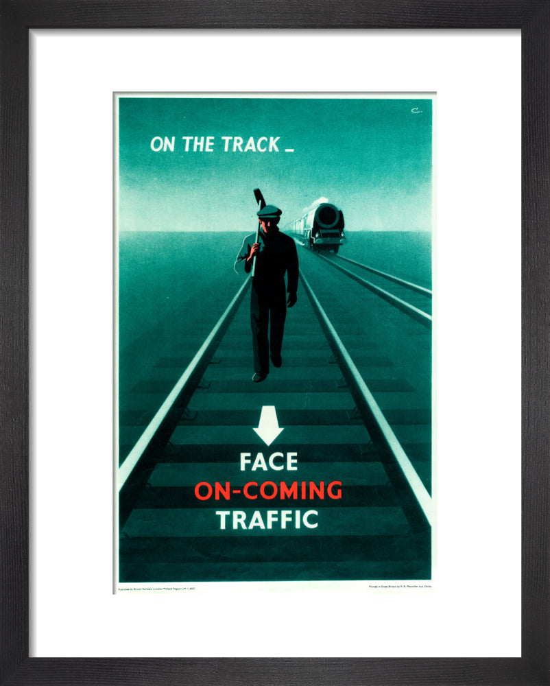 Safety poster - Face on-coming traffic, 1960. art print extra small black Art Print - Science Museum Shop