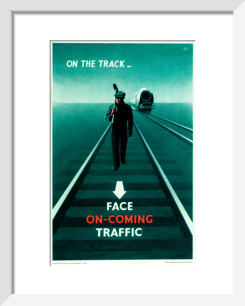 Safety poster - Face on-coming traffic, 1960. art print extra small white Art Print - Science Museum Shop