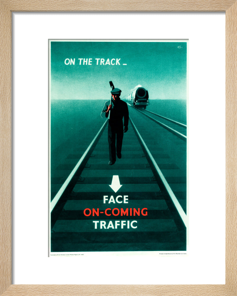Safety poster - Face on-coming traffic, 1960. art print extra small natural Art Print - Science Museum Shop