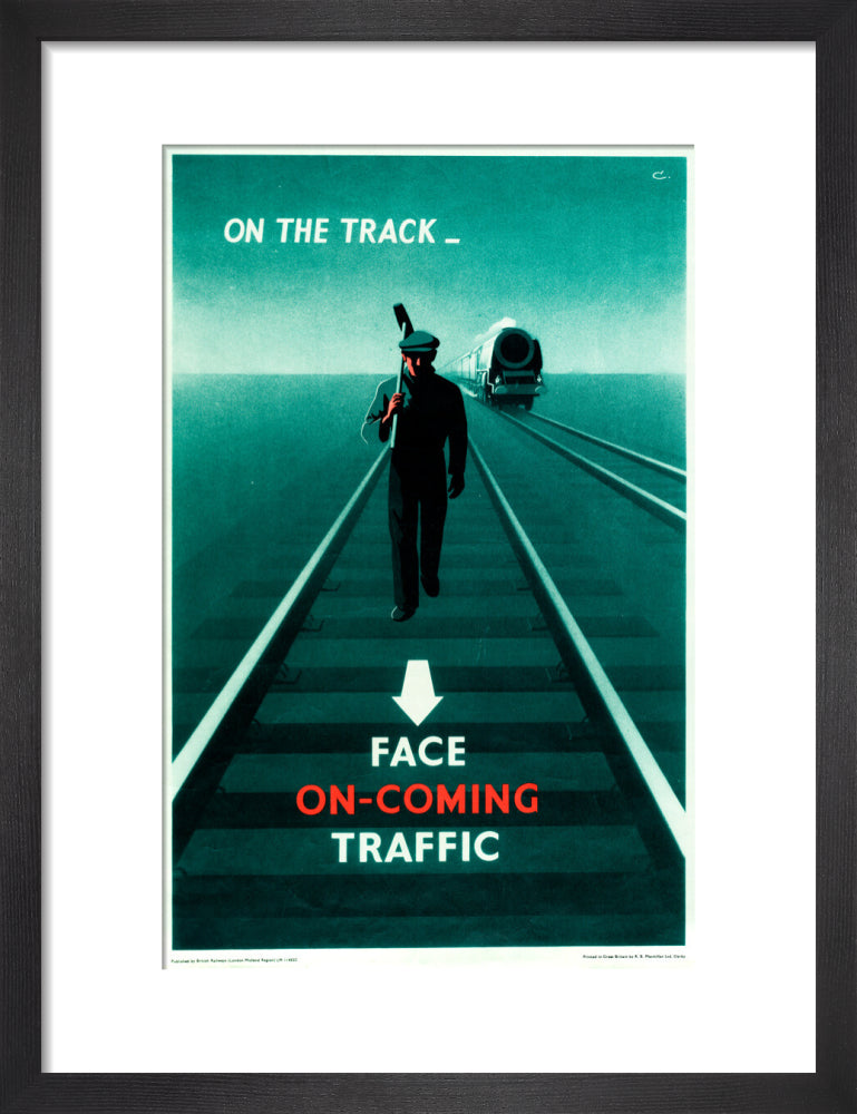 Safety poster - Face on-coming traffic, 1960. art print small black Art Print - Science Museum Shop
