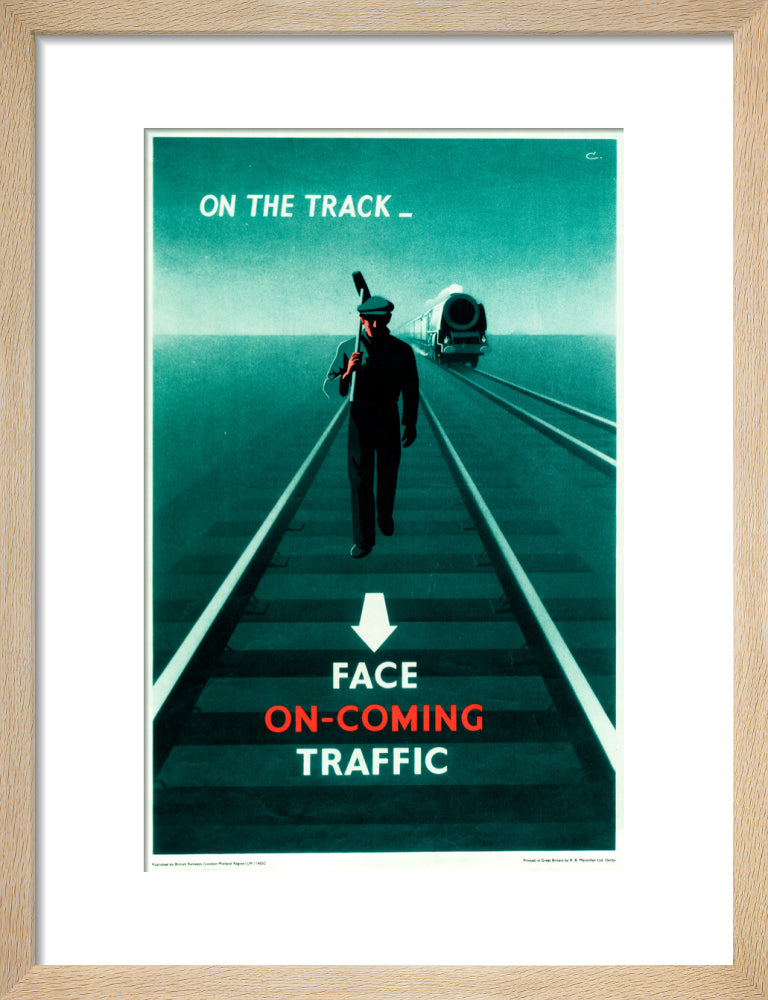 Safety poster - Face on-coming traffic, 1960. art print small natural Art Print - Science Museum Shop