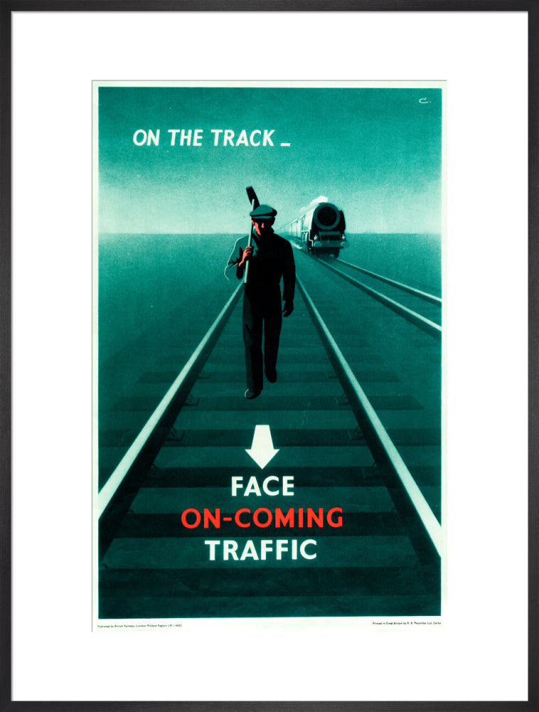 Safety poster - Face on-coming traffic, 1960. art print extra large black Art Print - Science Museum Shop