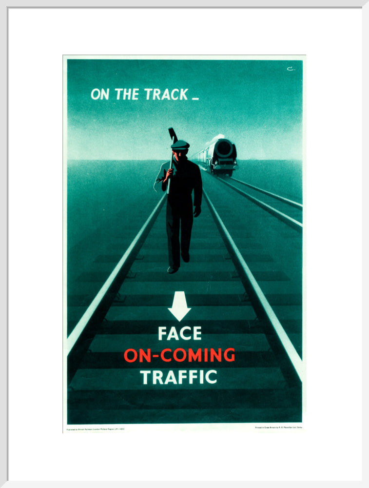 Safety poster - Face on-coming traffic, 1960. art print extra large white Art Print - Science Museum Shop