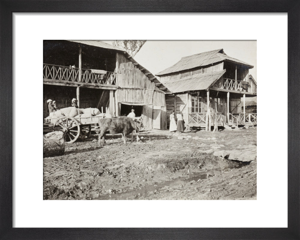 Black and white photograph entitled 'Typical Caucasian Houses' art print extra small black Art Print - Science Museum Shop