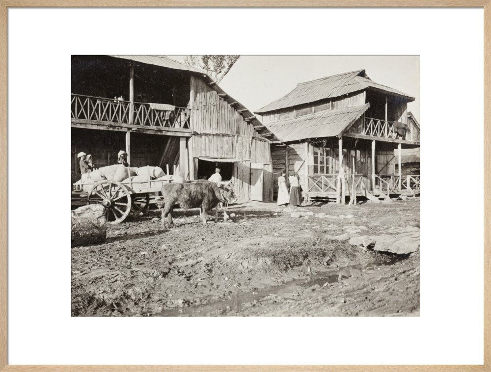 Black and white photograph entitled 'Typical Caucasian Houses' art print extra large natural Art Print - Science Museum Shop