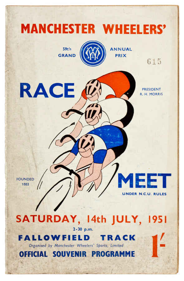Programme for Manchester Wheelers' Race Meet at Fallowfield Track, 14 July 1951 Art Print - Science Museum Shop