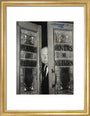Alfred Hitchcock at the doors of Coronation Street's Rovers Return art print small gold Art Print - Science Museum Shop