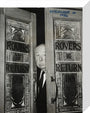 Alfred Hitchcock at the doors of Coronation Street's Rovers Return stretched canvas small none Art Print - Science Museum Shop