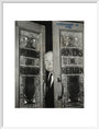 Alfred Hitchcock at the doors of Coronation Street's Rovers Return art print large white Art Print - Science Museum Shop