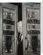 Alfred Hitchcock at the doors of Coronation Street's Rovers Return stretched canvas medium none Art Print - Science Museum Shop