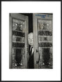 Alfred Hitchcock at the doors of Coronation Street's Rovers Return art print extra large black Art Print - Science Museum Shop