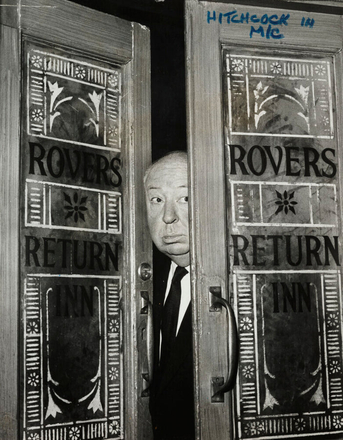 Alfred Hitchcock at the doors of Coronation Street's Rovers Return Art Print - Science Museum Shop