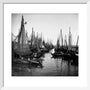 Small fishing boats moored in a harbour, c. 1910. art print small white Art Print - Science Museum Shop