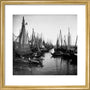 Small fishing boats moored in a harbour, c. 1910. art print small gold Art Print - Science Museum Shop