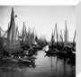 Small fishing boats moored in a harbour, c. 1910. stretched canvas small none Art Print - Science Museum Shop