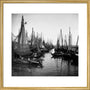 Small fishing boats moored in a harbour, c. 1910. art print medium gold Art Print - Science Museum Shop