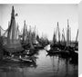 Small fishing boats moored in a harbour, c. 1910. stretched canvas medium none Art Print - Science Museum Shop