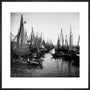Small fishing boats moored in a harbour, c. 1910. art print large black Art Print - Science Museum Shop