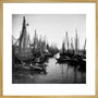 Small fishing boats moored in a harbour, c. 1910. art print large gold Art Print - Science Museum Shop