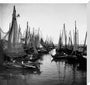 Small fishing boats moored in a harbour, c. 1910. stretched canvas large none Art Print - Science Museum Shop