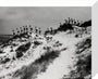 Horizon line of women walking over dunes, about 1930. stretched canvas small none Art Print - Science Museum Shop